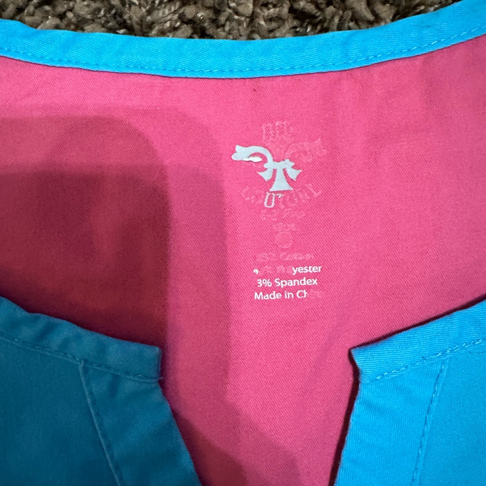 Med Couture Blue Scrub Set with Pink Lining - Picture 3 of 10